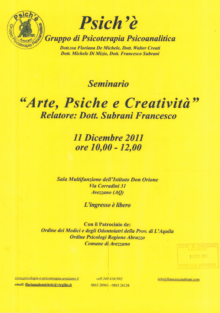 Locandina Arte Psiche Creatività